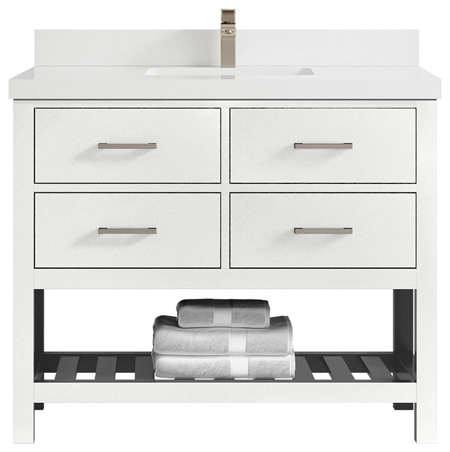 Willow Collections Parker Bathroom Vanity with 2 in Top White 42 X 22 Pure