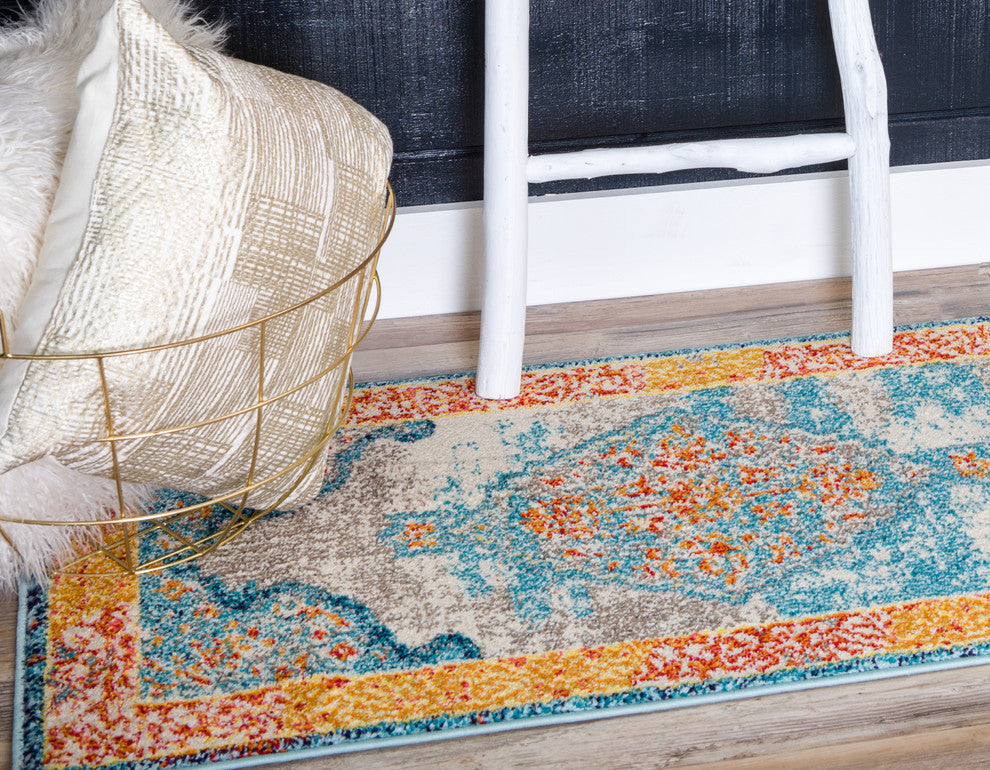 Unique Loom Blue Da Vinci Vita 2' 0 x 6' 7 Runner Rug