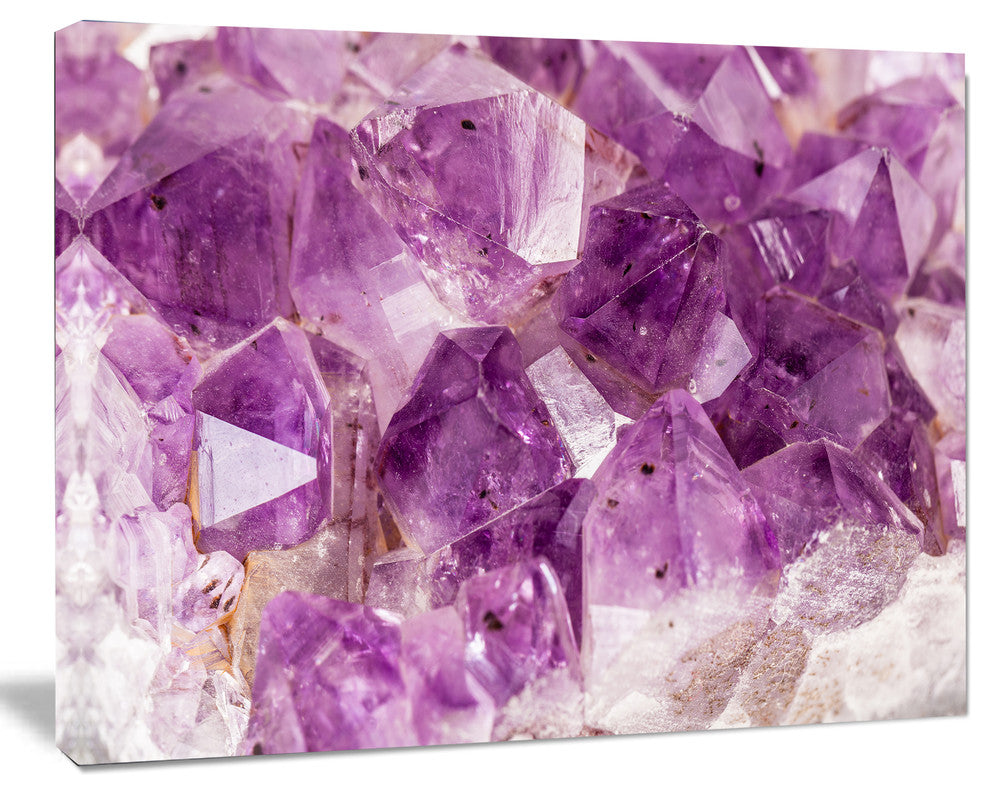 Purple Amethyst Macro, Abstract Canvas Wall Art Print, 20"x12"