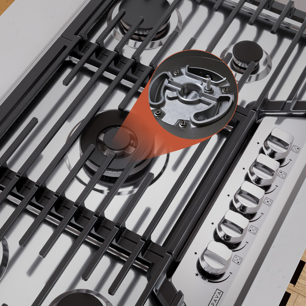 Empava 36-in Built-in Gas Cooktop with 5 Sealed Burners - LPG Convertible