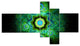 Cabalistic Bright Green Texture, Abstract Canvas Art Print, 60"x32", 5 panels