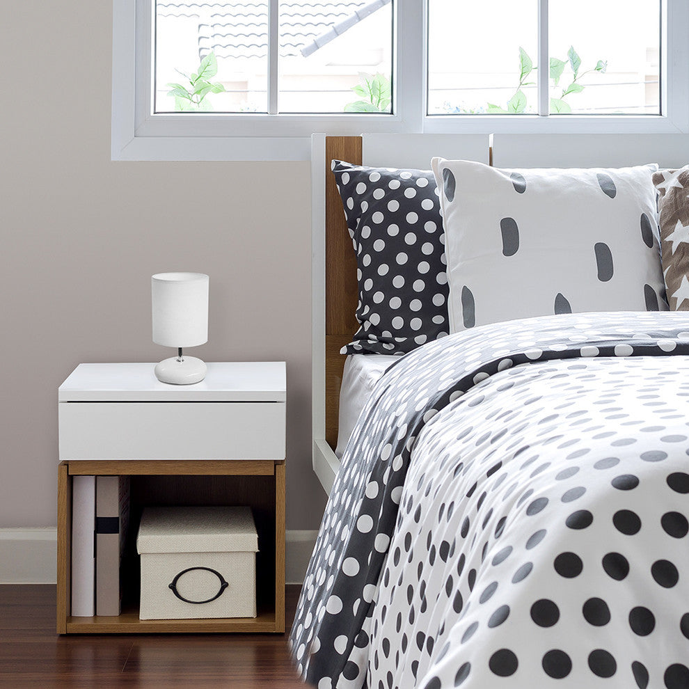 Simple Designs Stonies Small Stone Look Table Bedside Lamp, White