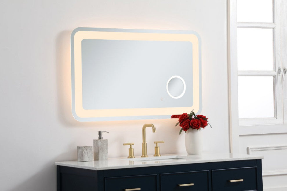 Lucy 24"x40" Hardwired LED Mirror With Magnifier and Color Changing Temperature