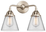Small Cone Bath Vanity Light, Brushed Satin Nickel, Clear, Clear