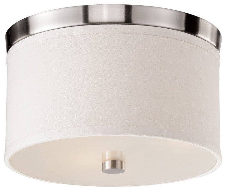 Braxton Drum Pendant, White and Nickel, 10"
