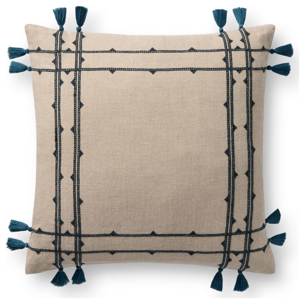 Loloi PLL0201 Natural / Blue 18'' x 18'' Cover Only