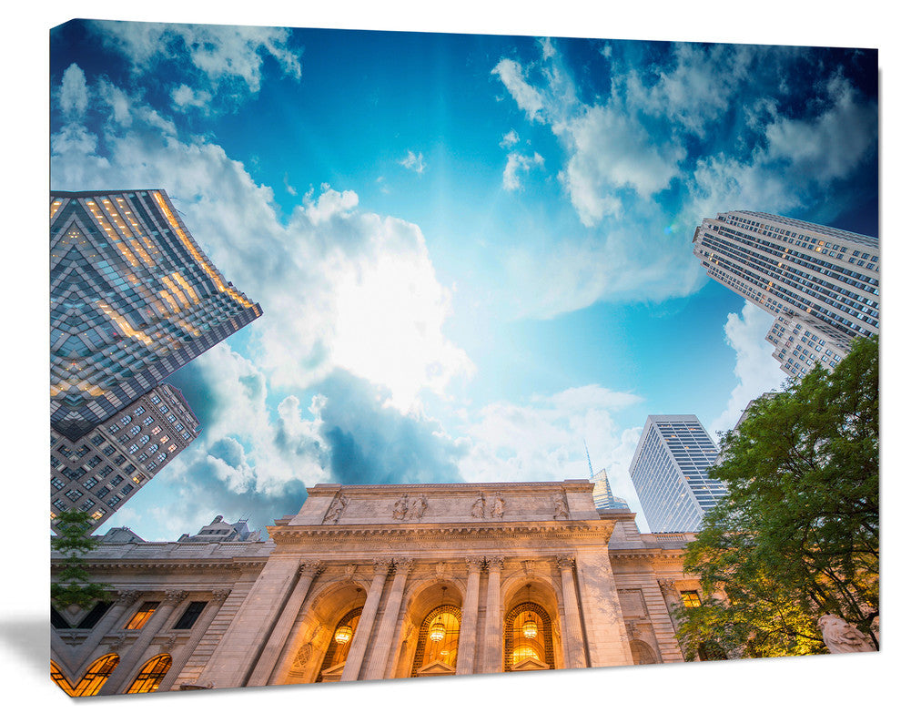 New York Public Library, Large Cityscape Canvas Art Print, 40"x30"