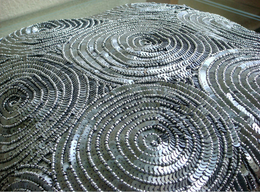 Euro Pillows Silver Euro Deco Pillow Art Silk 24x24 Sequins, All Eyes On Silver