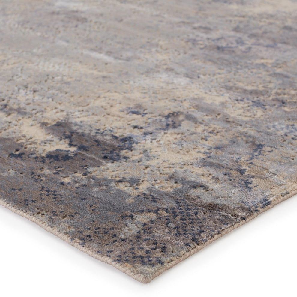 Kavi by Jaipur Living Khamaj Knotted Abstract Light Gray/Blue Area Rug, 10'x14'