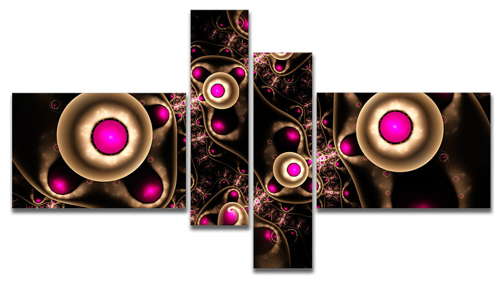 Purple 3D Surreal Abstract Design, Abstract Canvas Art Print, 60"x32", 4 panels