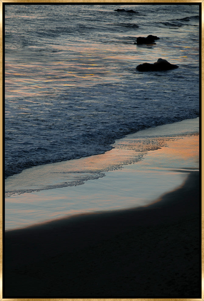 30x45 Sunkissed Shore Break III, Framed Artwork, Gold