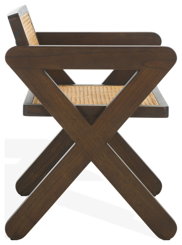 Safavieh Couture Tyrrell Rattan Dining Chair, Walnut/Natural