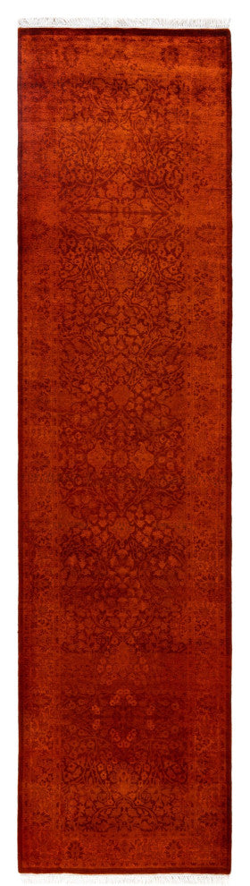 Overdyed One-of-a-Kind Hand-Knotted Area Rug Orange, 2' 7" x 10' 1"