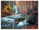 "Autumn Mountain Waterfall Long View" Photo Wall Art, 3 Panels, 36"x28"