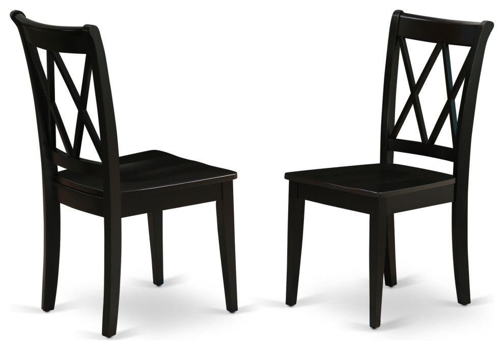 Shcl5-Blk-W 5-Piece Round 42" Family Table And Four Wood Seat Dining Chairs