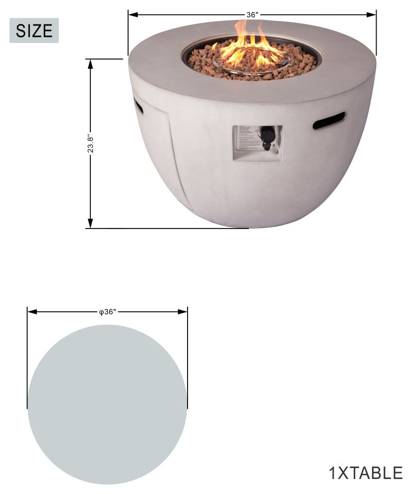 Outdoor Concrete Fire Pit Table, Bowl