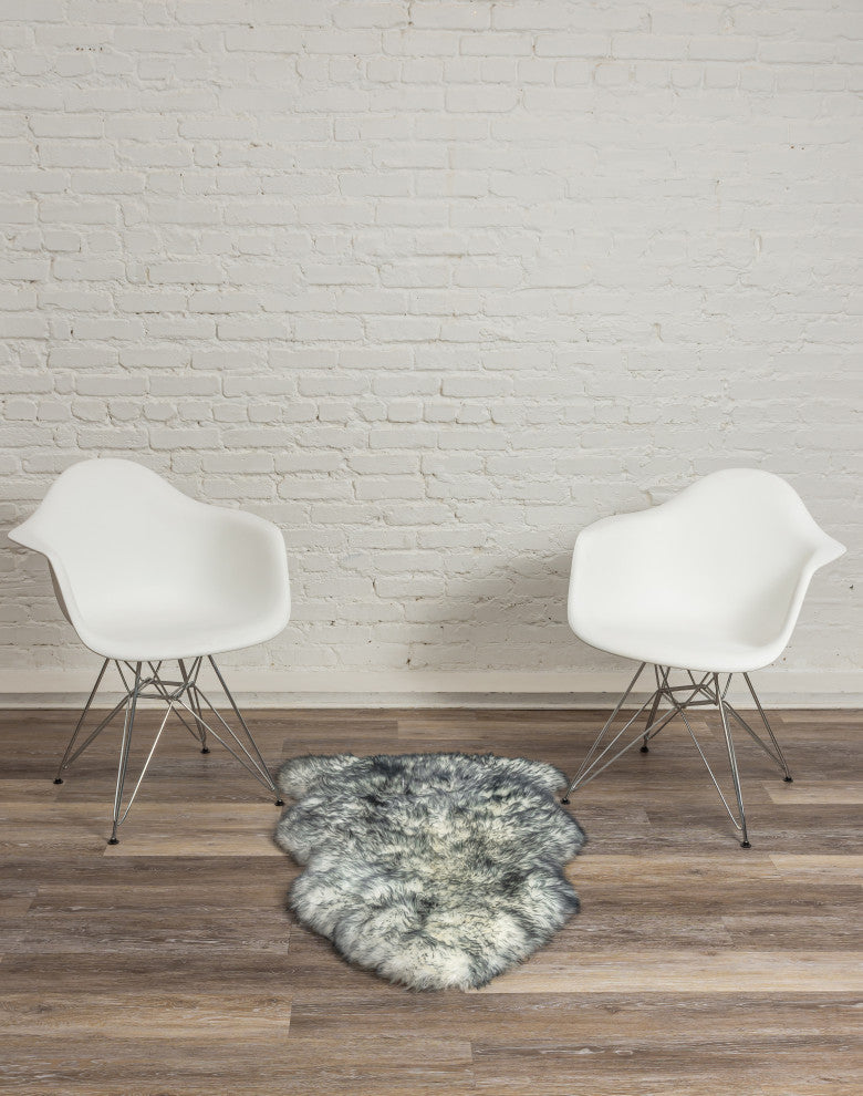 Milan Shearling Single Sheepskin Rug 2'x3', Gray Mist