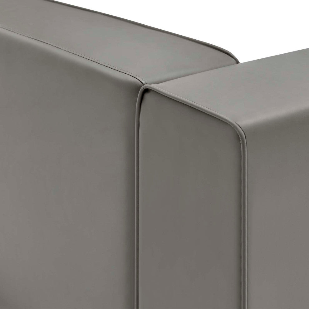 Mingle Vegan Leather Right-Arm Chair, Gray