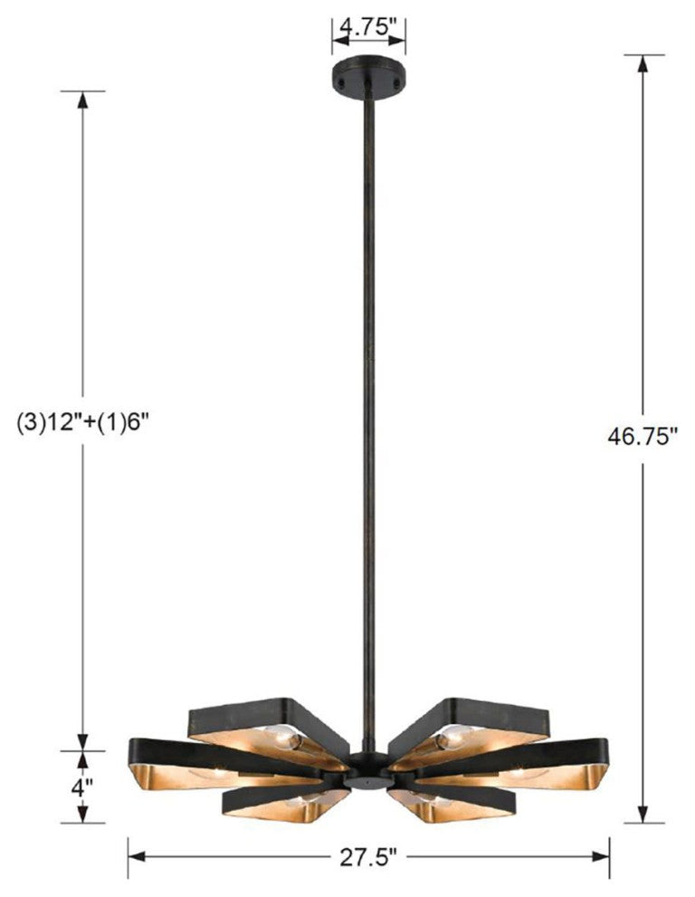 Crystorama Lighting Group 596 Luna 6 Light 27"W Sputnik - English Bronze /
