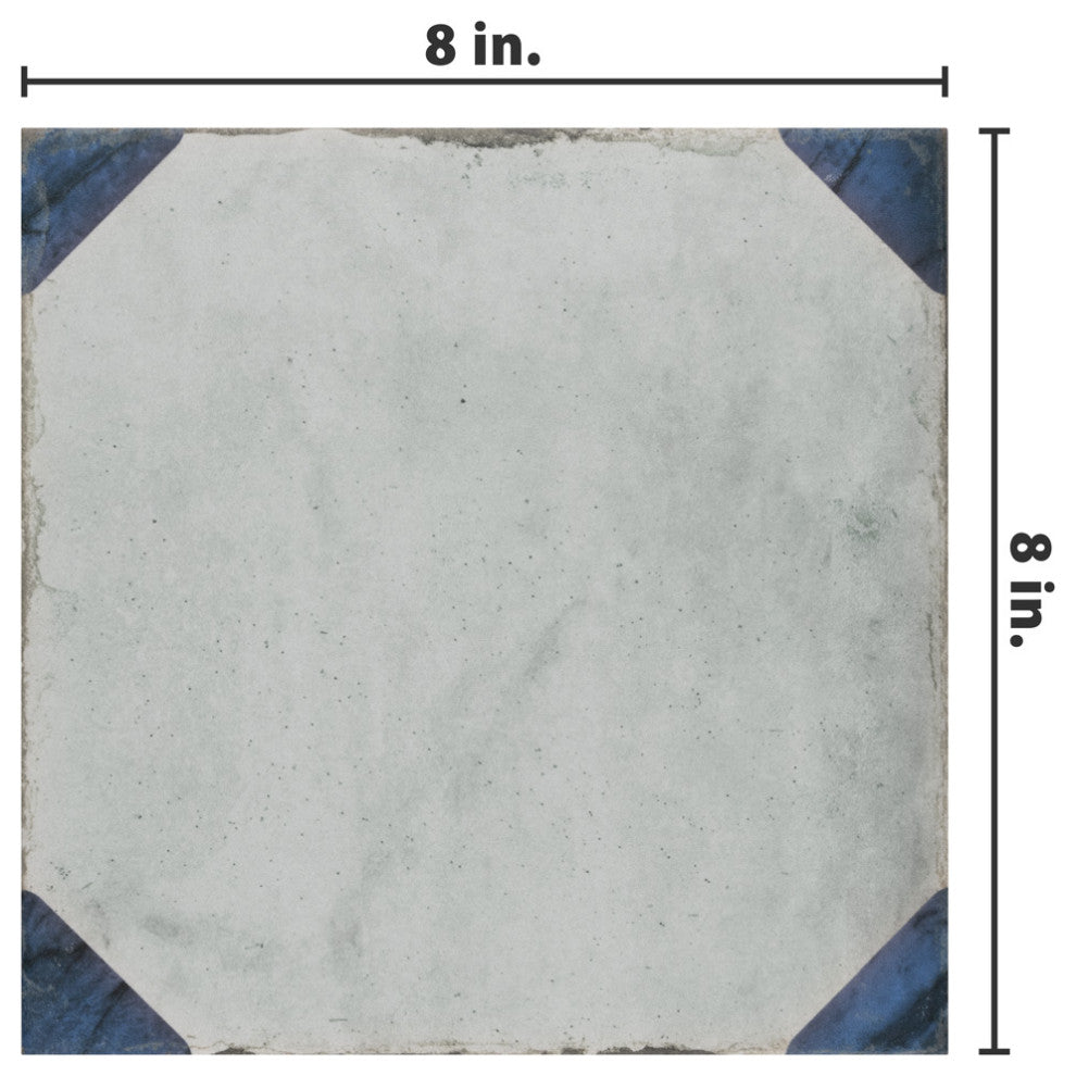 Renaissance Deco Indigo Corner Porcelain Floor and Wall Tile