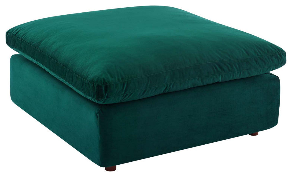 Commix Down Filled Overstuffed Performance Velvet 7-Piece Sectional Sofa Green