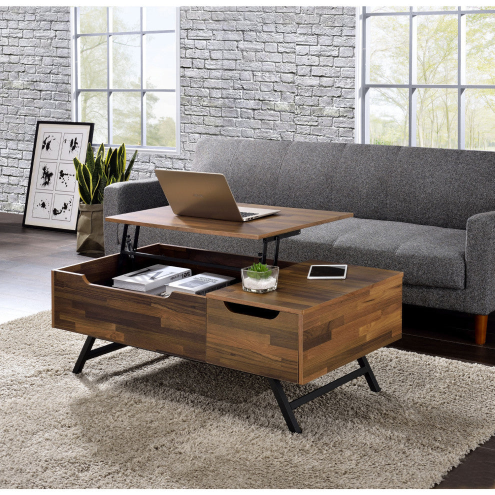 Wooden Coffee Table w/Lift Top, Walnut Finish
