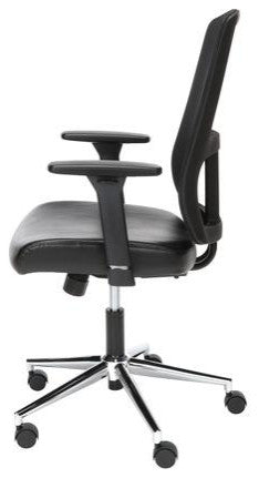 OFM Mid Back Mesh Back With Leather Seat Office Chair, Lumbar Support, ESS-3048