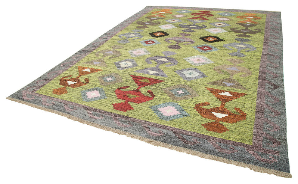 Rug N Carpet - Hand-knotted Turkish 9' 11'' x 13' 7'' Unique Wool Kilim Rug