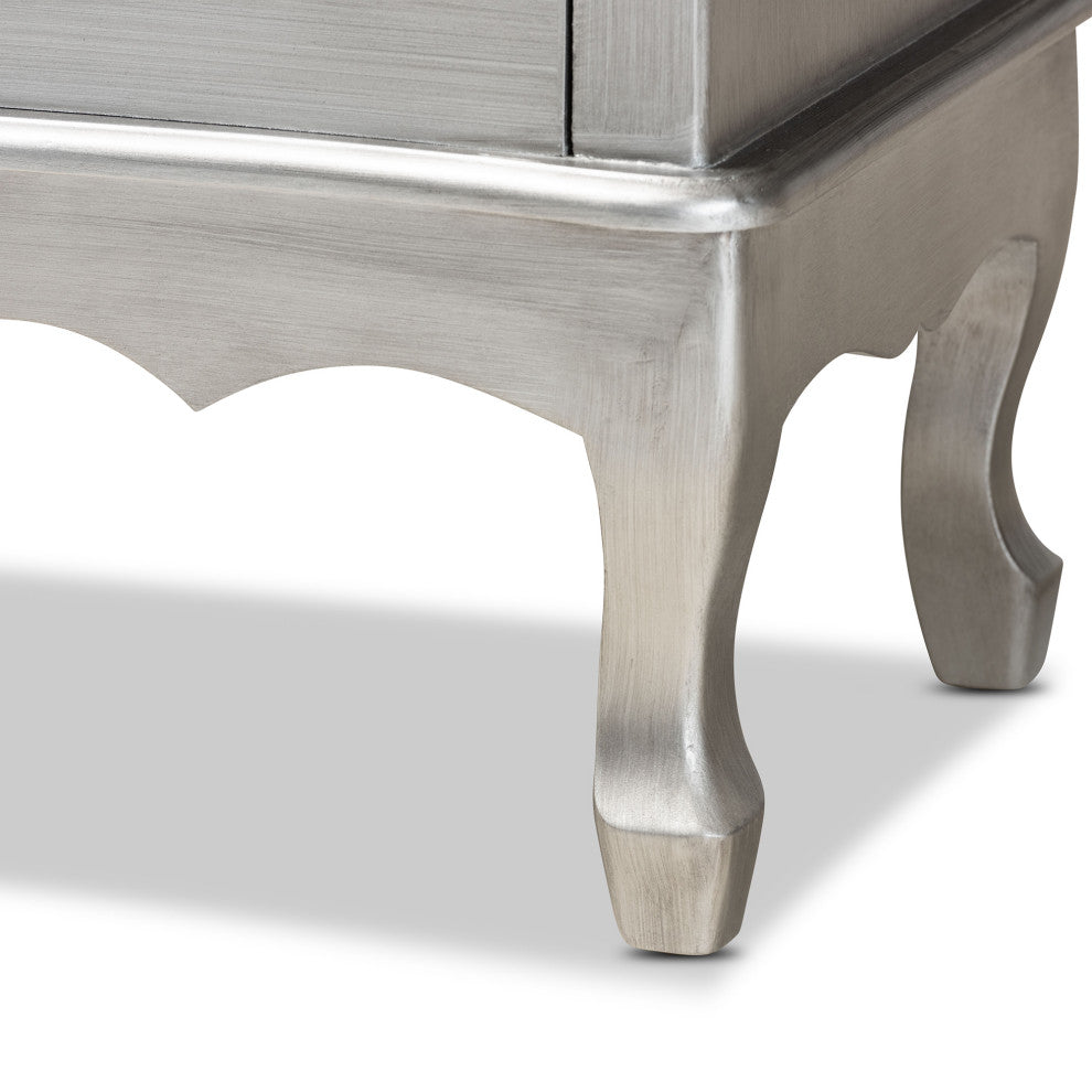 Callen Classic and Traditional Silver Finished Wood 4-Drawer Storage Cabinet