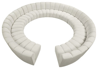 Infinity Channel Tufted Velvet Modular Chair, Cream, 12 Piece