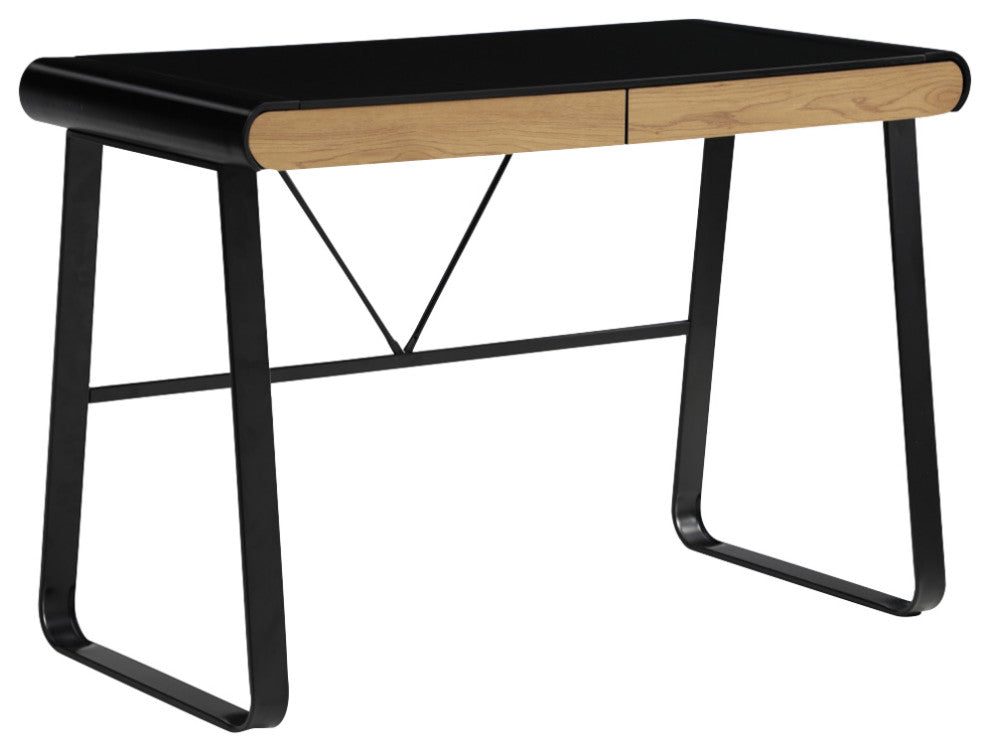 Loft Lyfe Nila Desk, 2 Storage Drawers, Black 43.3Lx21.6Wx30H
