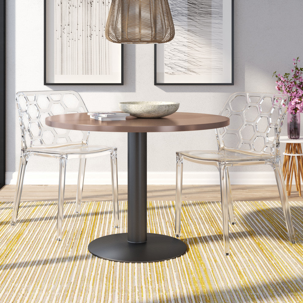 Leisuremod Dynamic HoneyComb Design Dining Chair, Clear