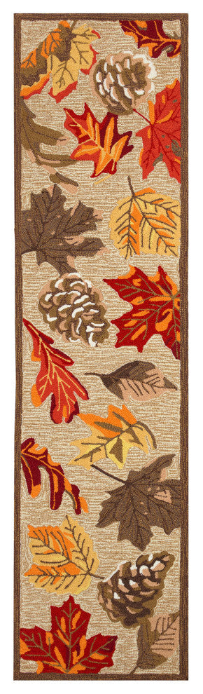 Ravella Falling Leaves Indoor/Outdoor Rug Natural 2'x8'