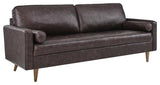 Modway Valour 81" Modern Style Top Grain Leather Sofa in Brown Finish