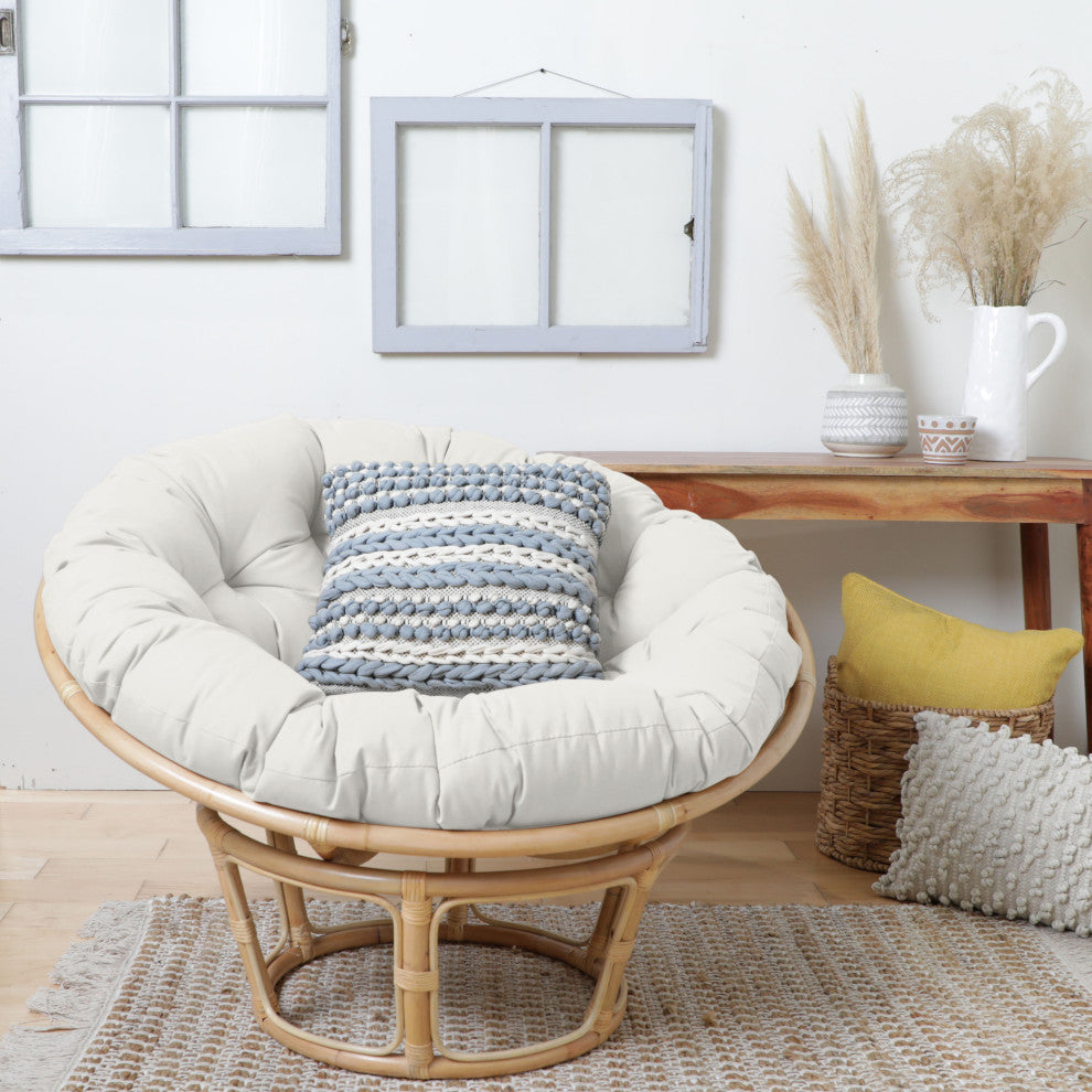 Noble Gray Indoor Sunbrella Canvas Natural Round Papasan Cushion