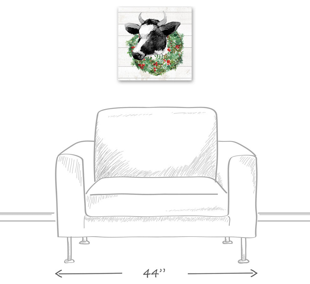 Christmas Cow 16x16 Canvas Wall Art