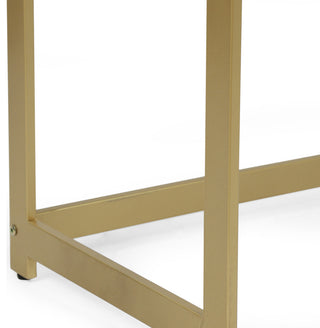 Fairborn Modern Glam Handcrafted Marble Top Desk, White and Gold