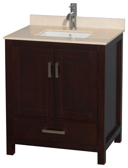 Wyndham WCS141430SESIVUNSMXX Single Vanity in Espresso with Ivory Marble Top