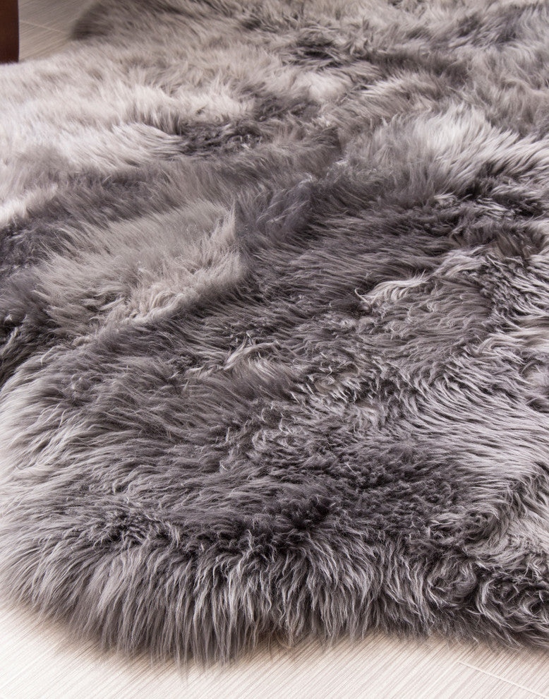 Premium New Zealand Sheepskin Area Rug, Dover Gray, 4' X 6'