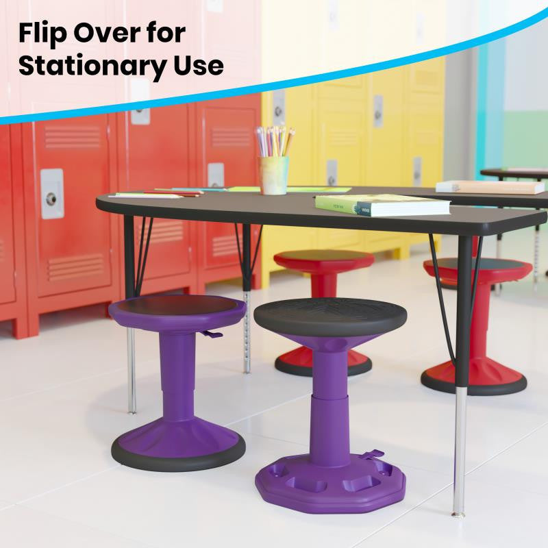 Carter Adjustable Height Kids Flexible Stool 14" 18" Seat Height, Purple