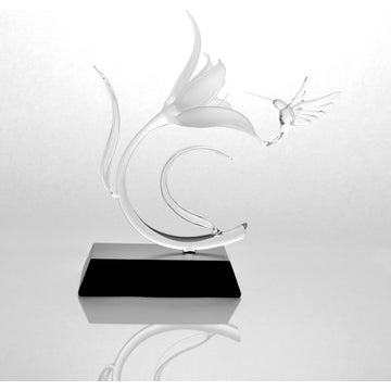 Lily and Hummingbird, Glass Sculpture