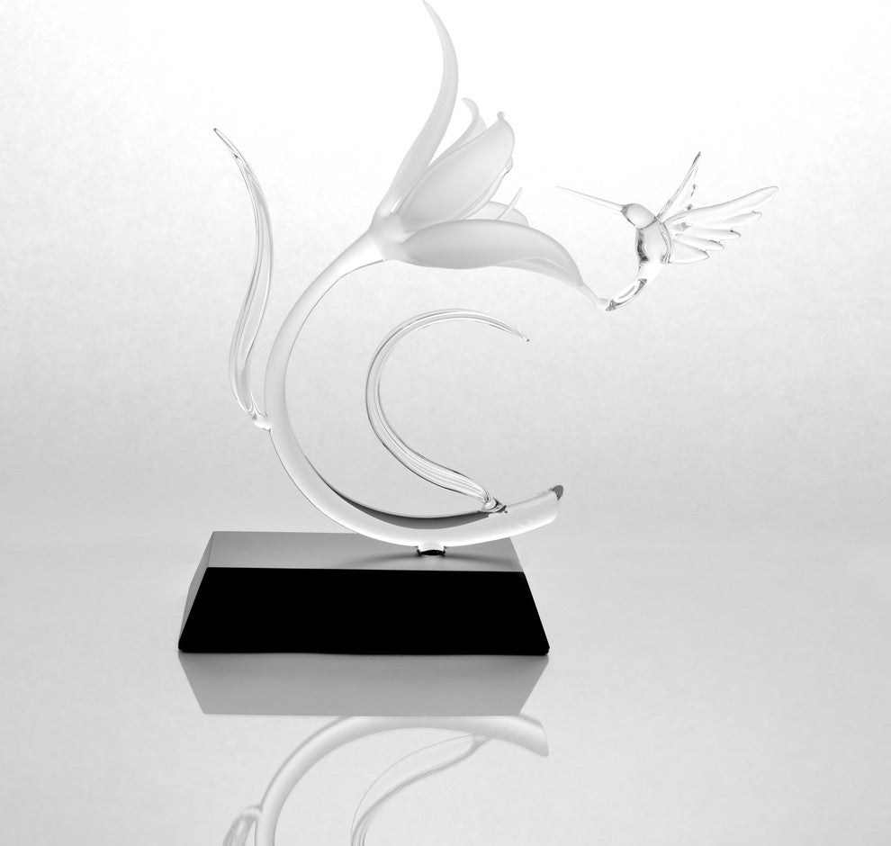 Lily and Hummingbird, Glass Sculpture