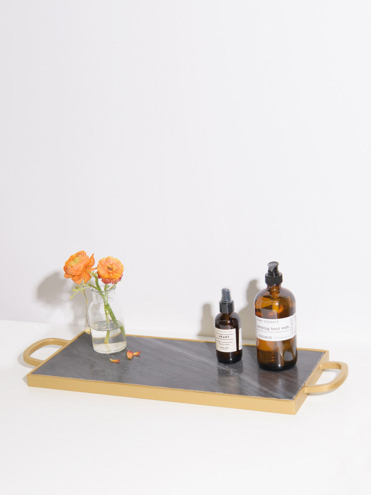 Marble and Metal Serving Tray