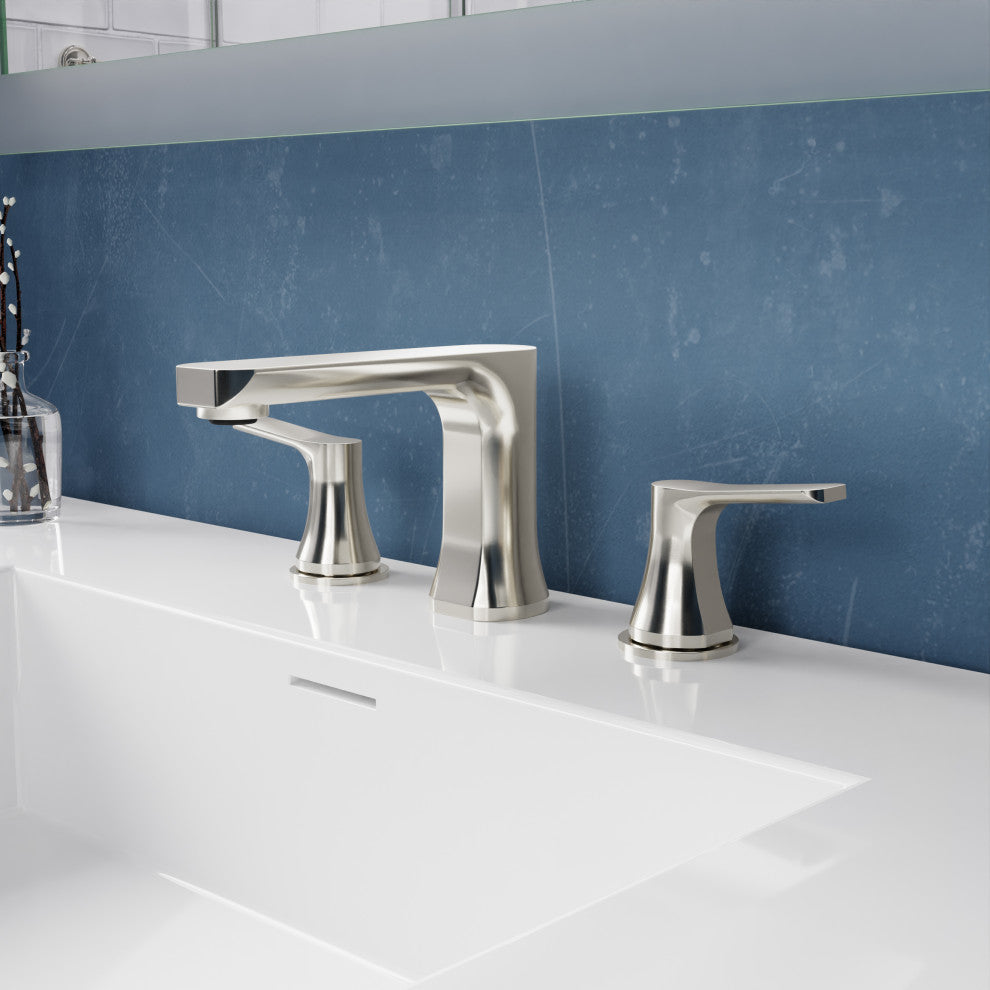 2-Handle 3-Hole Widespread Bathroom Faucet, Brushed Nickel