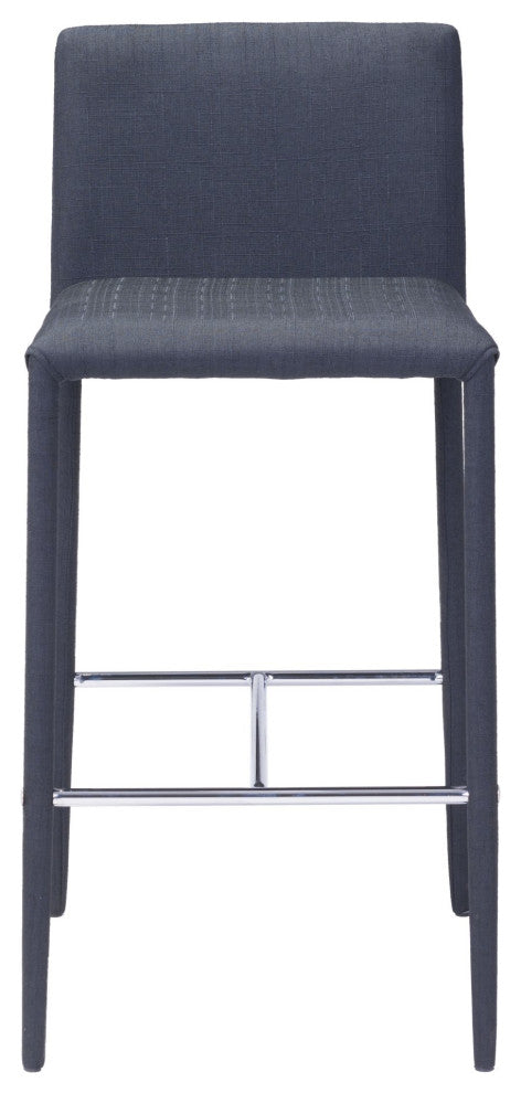 Counter Stool Chair, Set of 2, Steel Metal, Fabric, Black, Chrome, Cafe Bistro