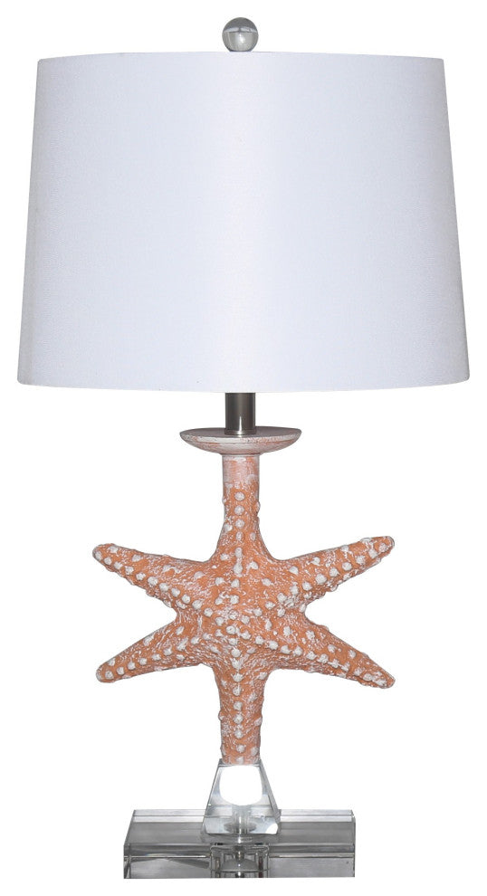 Set of 2 Orange Coastal Starfish Table Lamps