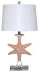 Set of 2 Orange Coastal Starfish Table Lamps