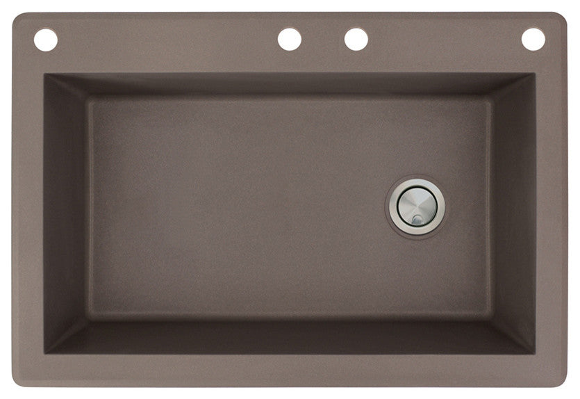 Radius 33" silQ Granite Single Bowl Kitchen Sink with 4 Holes in Espresso