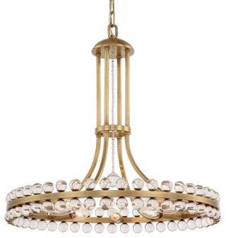 Clover 8 Light Chandelier in Aged Brass with Clear Hand Cut Crystal