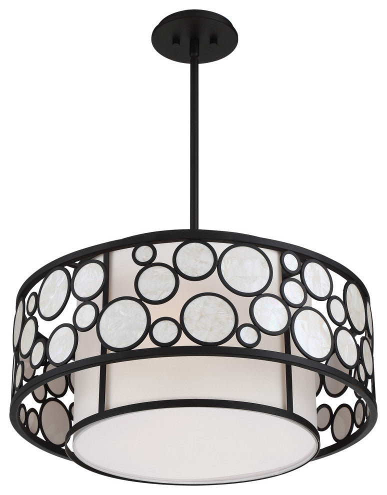 Minka Metropolitan, N7754-143, Mosaic, 4-Light Pendant With White Cloth Shade